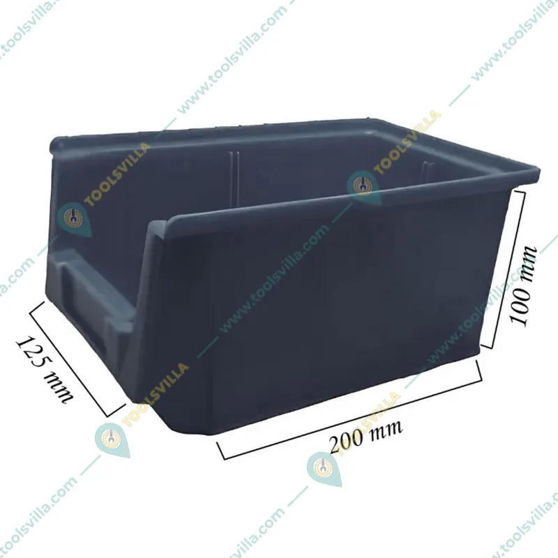 Global Star 200x125x100mm HDPE Crate-15 Grey Storage Bin (Pack Of 12) 