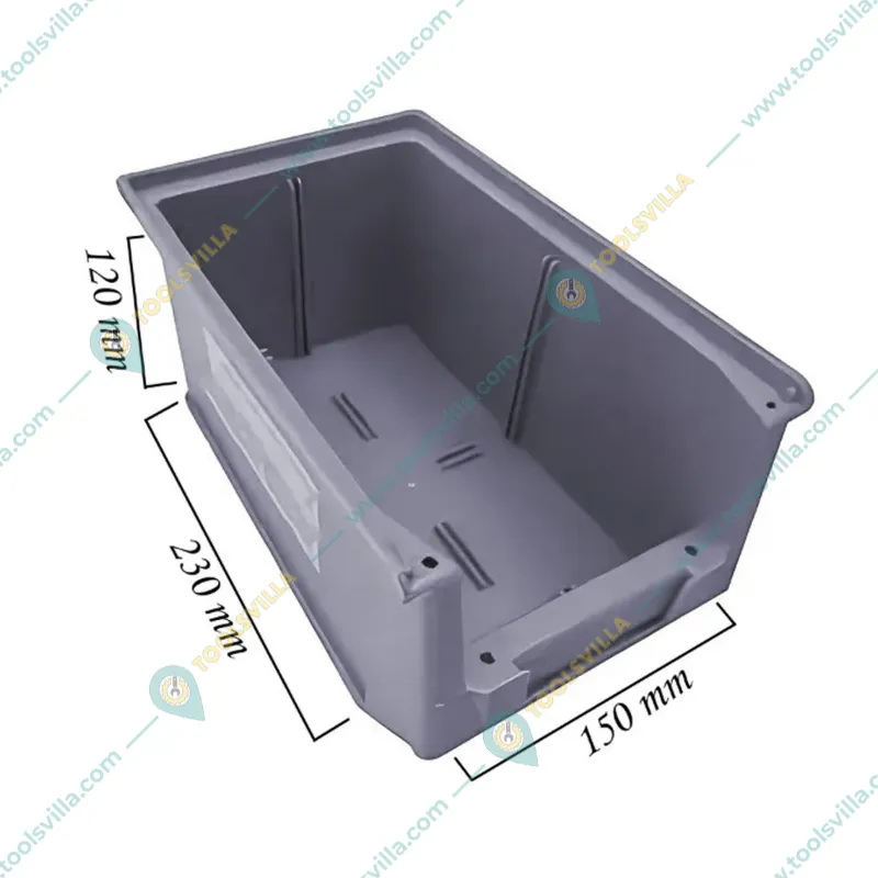 Global Star 230x150x120mm HDPE Crate-25 Grey Storage Bin (Pack Of 12) 