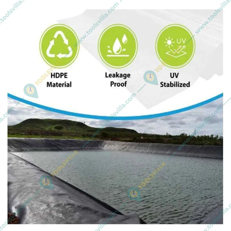 Heavy Duty 300 Micron HDPE Geomembrane Fish Pond Liner Sheet 6 x 6 ft for Irrigation Ponds/Aquacultures Ponds