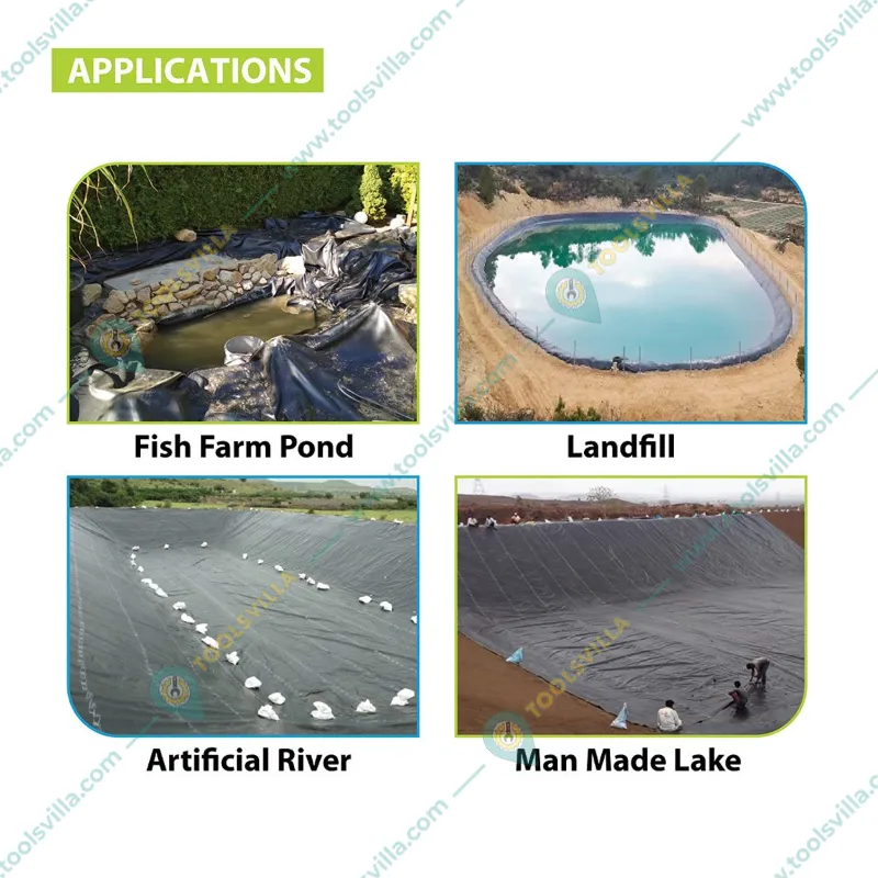 Heavy Duty 300 Micron HDPE Geomembrane Fish Pond Liner Sheet 6 x 6 ft for Irrigation Ponds/Aquacultures Ponds