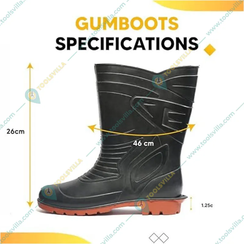 Health Safe Soft Toe Flexible PVC, Puncture & Tear Resistant,Anti-Static,Anti-Slip, Safety Gumboot(Size-6)