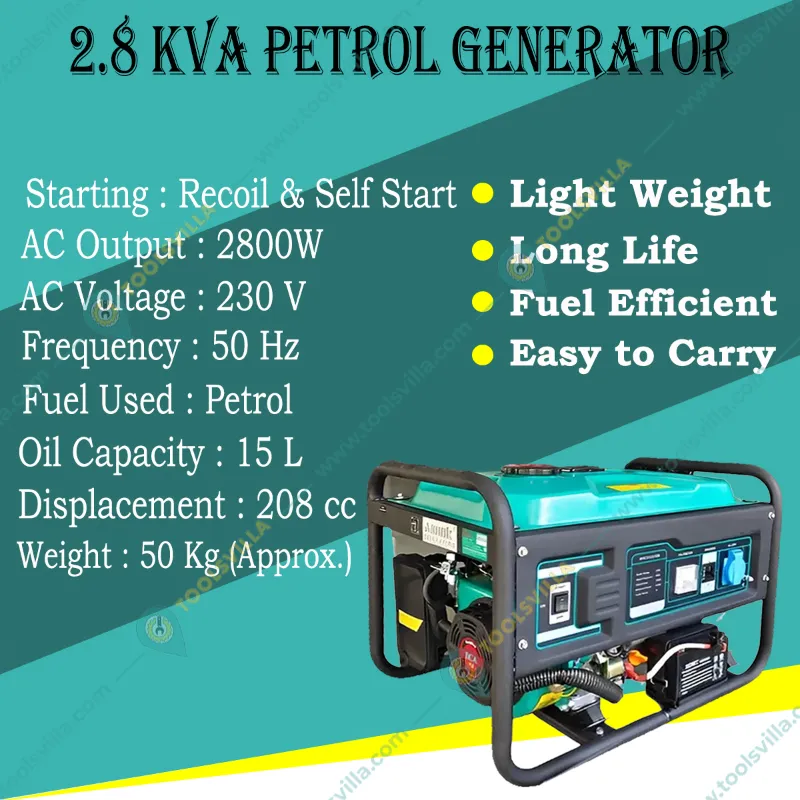 Economic Range 2.8 KVA Recoil & Self Start Portable Petrol Generator