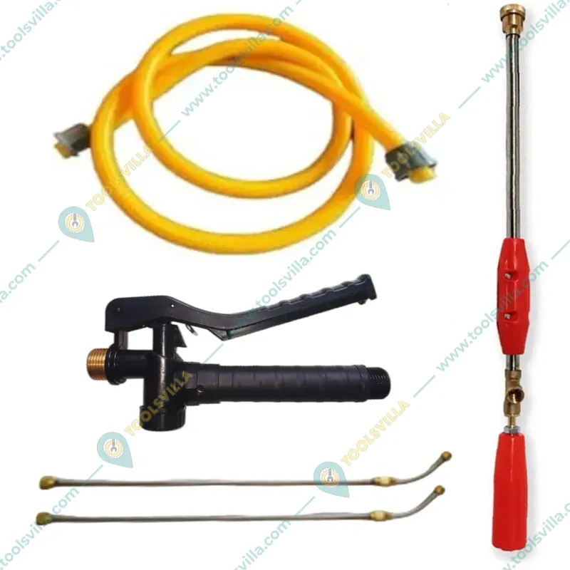 Heavy Duty 45cm Spray Gun, Brass Trigger, Full Brass Lances & Yellow Braided Delivery Pipe Combo For Efficient Spraying