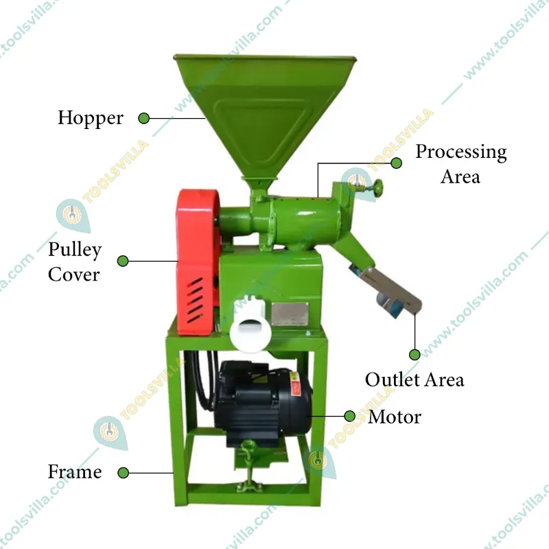 Heavy Duty 3 HP Household Rice Mill Machine, 200 Kg/hr Milling Capacity 
