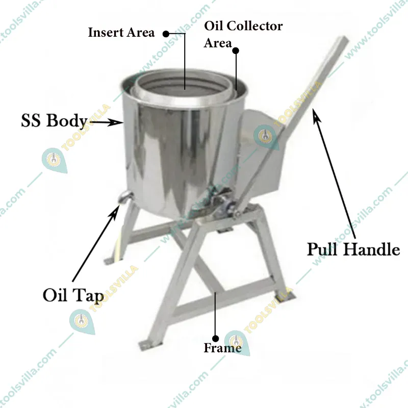 Heavy Duty 15 kg Stainless Steel Tilting Oil Dryer Machine, 1 HP Motor 