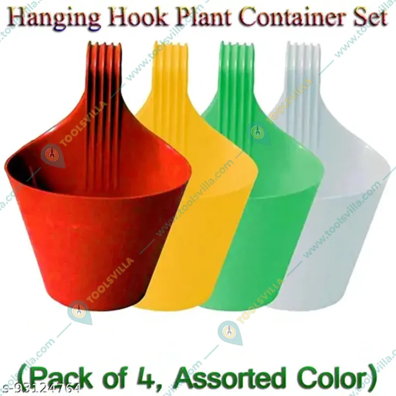 AGT Combo Pack of Colorful Railing Hook Pots and a 5 Pattern Nozzle Spray Gun | Used for Gardening / Decoration Purposes