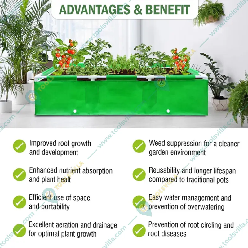 Gardeco 360 GSM UV Treated Premium Quality 96 x 48 x 12 inch Rectangular HDPE Grow Bag with PVC Pipes(Quantity-1 piece)