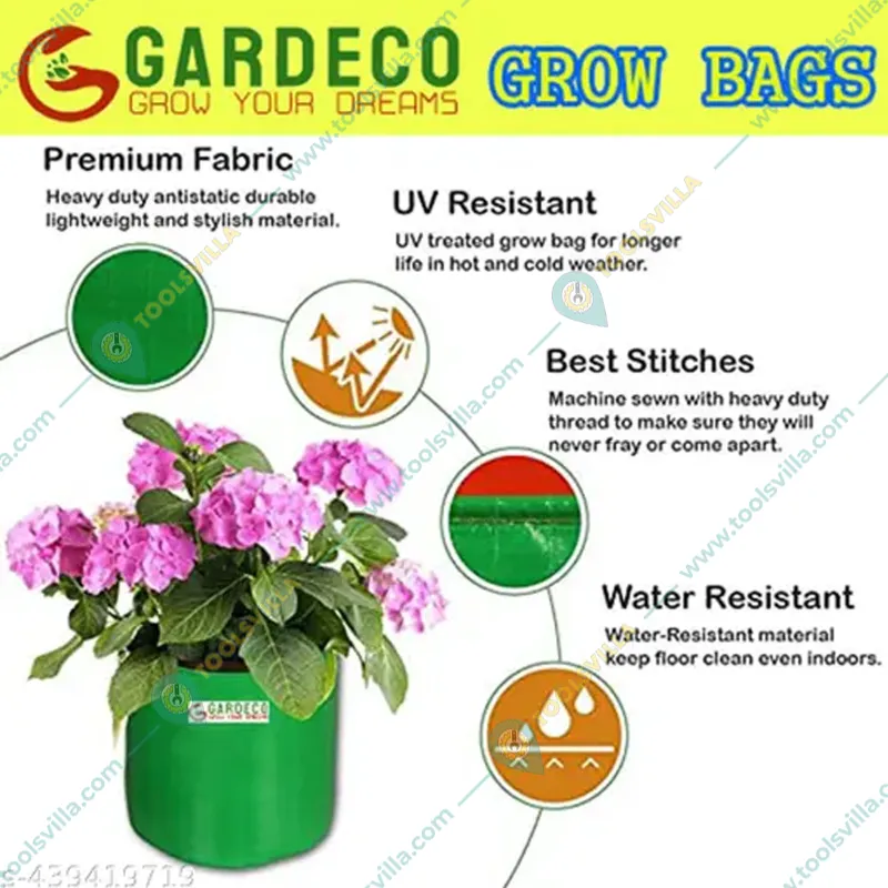 Gardeco 260 GSM UV Treated Premium Quality 9 x 9 inch Round Type HDPE Grow Bag for Home, Garden and Nursery(Quantity-5 pieces)