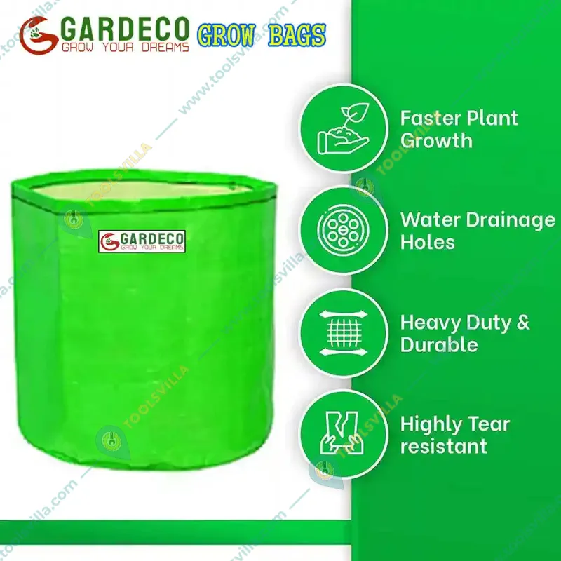 Gardeco 260 GSM UV Treated Premium Quality 9 x 9 inch Round Type HDPE Grow Bag for Home, Garden and Nursery(Quantity-5 pieces)