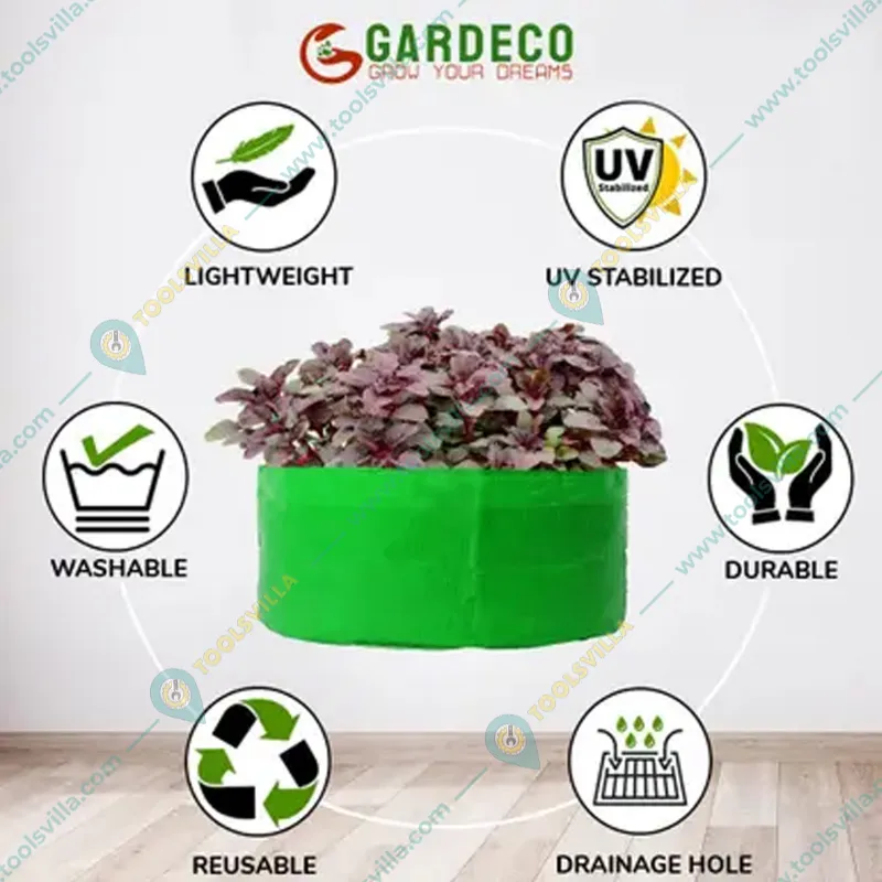 Gardeco 260 GSM UV Treated Premium Quality 9 x 9 inch Round Type HDPE Grow Bag for Home, Garden and Nursery(Quantity-5 pieces)