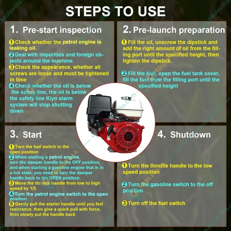 Honda (GX390) 389cc 11.7 Hp Recoil Starter 4 Stroke Petrol Engine With 6.1L Fuel Tank & 1 Year Warranty