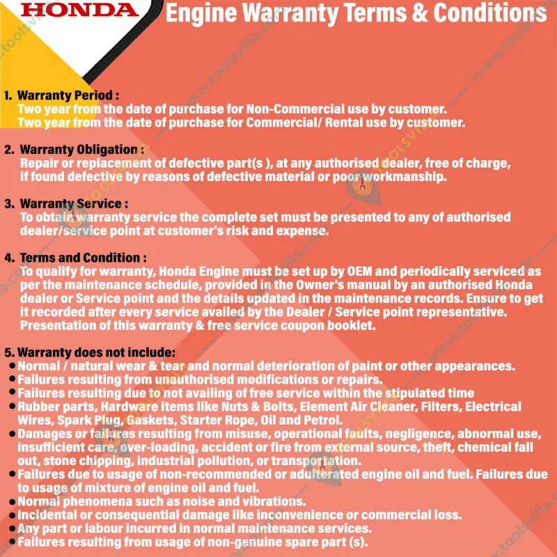 Honda 196CC, 5Hp 4 Stroke Single Cylinder Recoil Start Petrol Engine, 3.1L Fuel Tank (GX200 QTB) - 2 Years Warranty