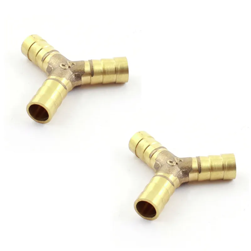 Heavy Duty 2 Pcs of 10mm Tube Brass T-Type Hose Barb Connector for Air Compressor