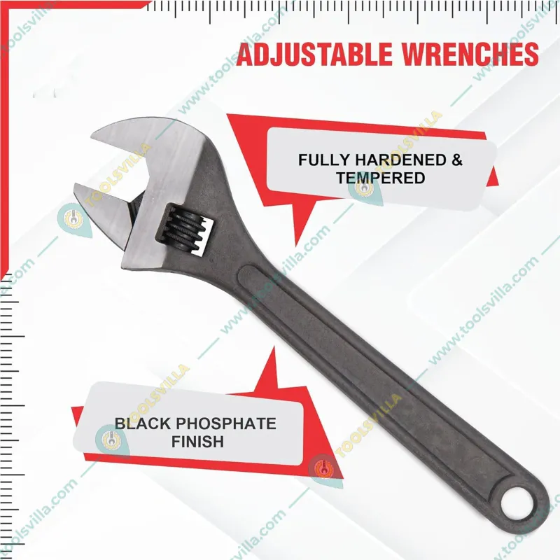 Hukums 10 Inch (250 mm) Phosphate Finish Adjustable Wrench