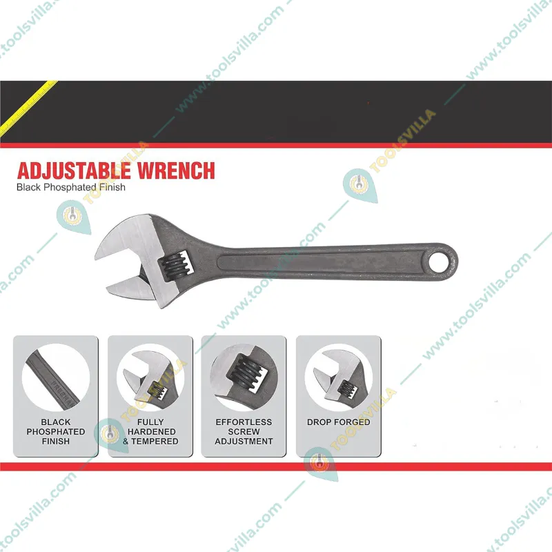 Hukums 10 Inch (250 mm) Phosphate Finish Adjustable Wrench