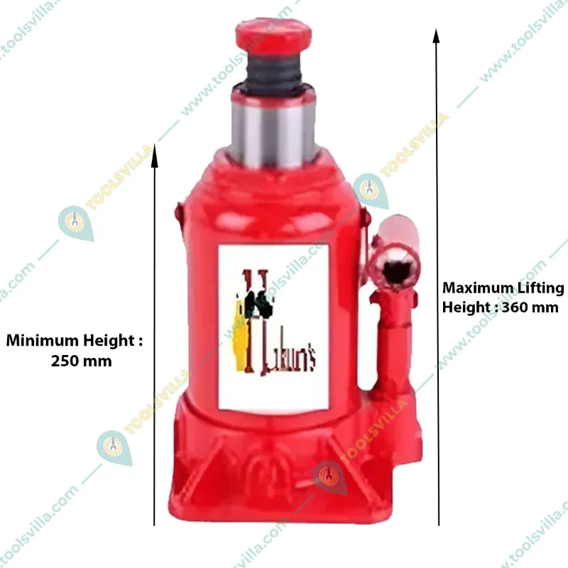 Hukums 25 Ton Capacity Hydraulic Bottle Jack for Hatchback Cars, Compact SUVs, Mini Truck, Tractor - 360 mm Maximum Lifting Height