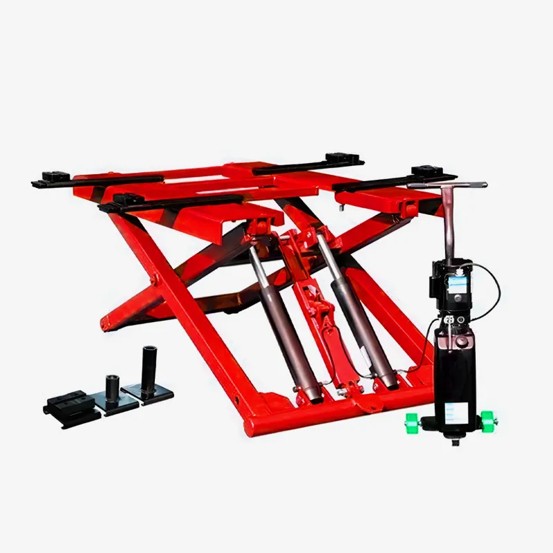 Hyco 4 Ton Load Capacity Double Cylinder And One Support Ram Hydraulic Scissor Car Lifter 