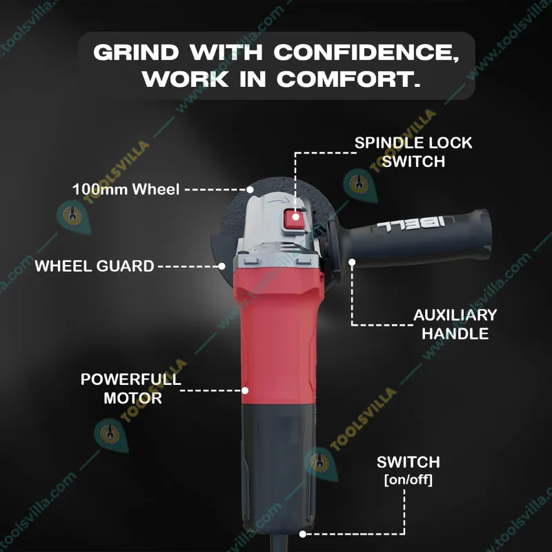 iBELL 100 mm 680 Watt Angle Grinder With Accessories, 11000 RPM (AG10-68)