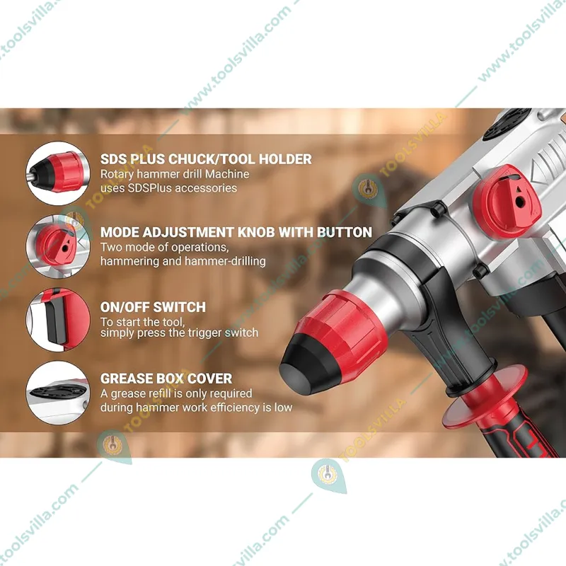 IBELL 26 mm 1000 Watt Rotary Hammer Drill With Accessories, 750 RPM (RH28-101)