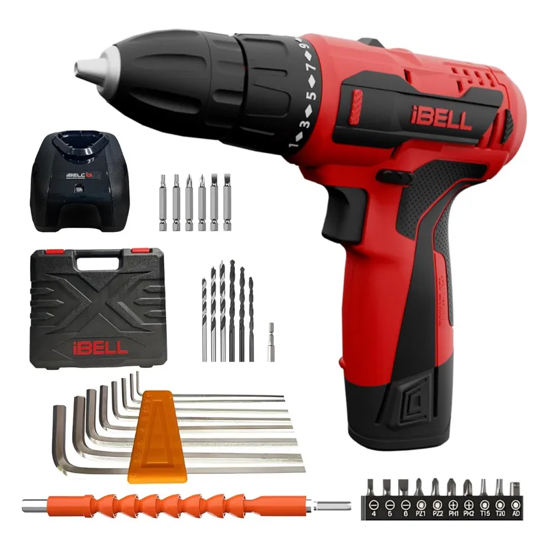 iBELL 10mm 12V Cordless Driver Drill With Battery, Charger & Accessories, 450 - 1450 RPM (IBL CD12-74)