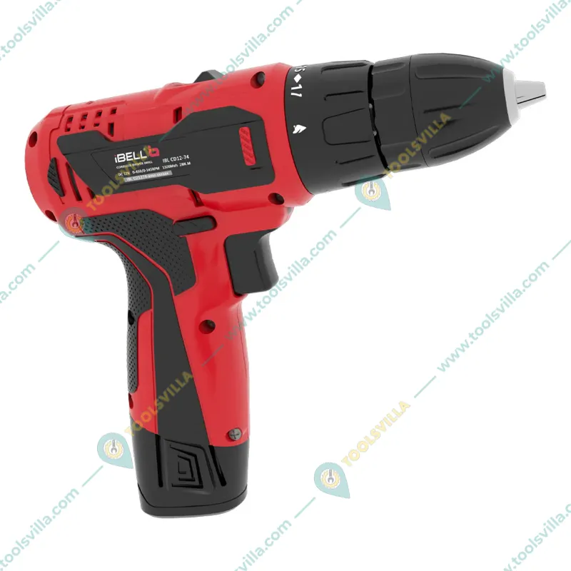 iBELL 10mm 12V Cordless Driver Drill With Battery, Charger & Accessories, 450 - 1450 RPM (IBL CD12-74)