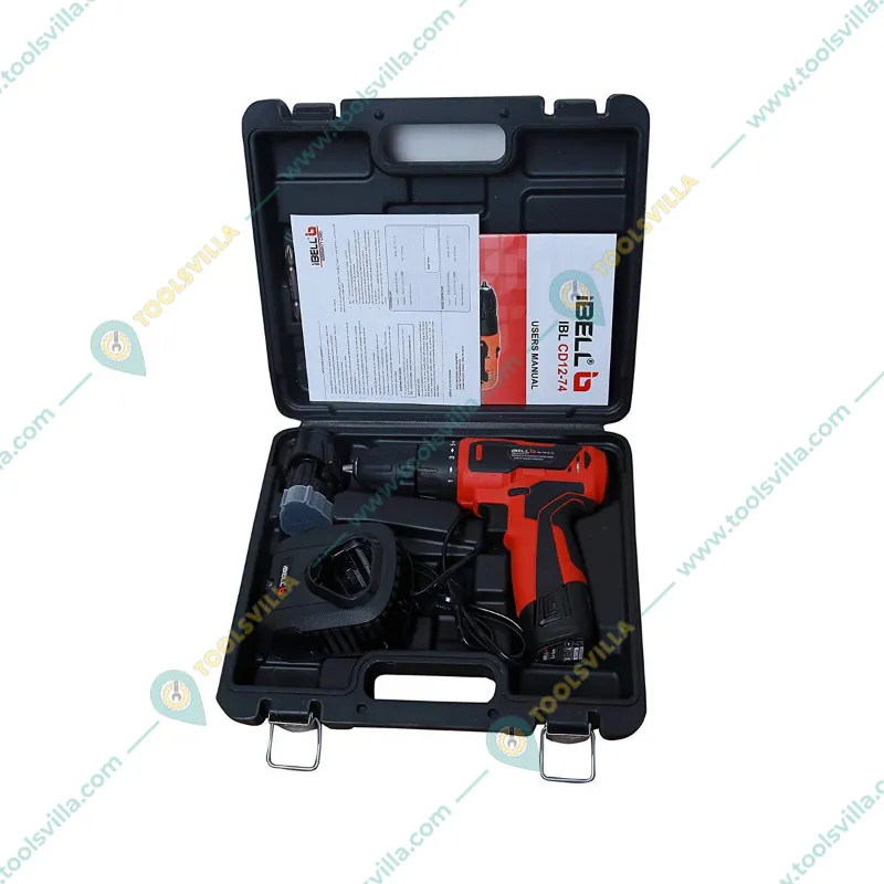 iBELL 10mm 12V Cordless Driver Drill With Battery, Charger & Accessories, 450 - 1450 RPM (IBL CD12-74)