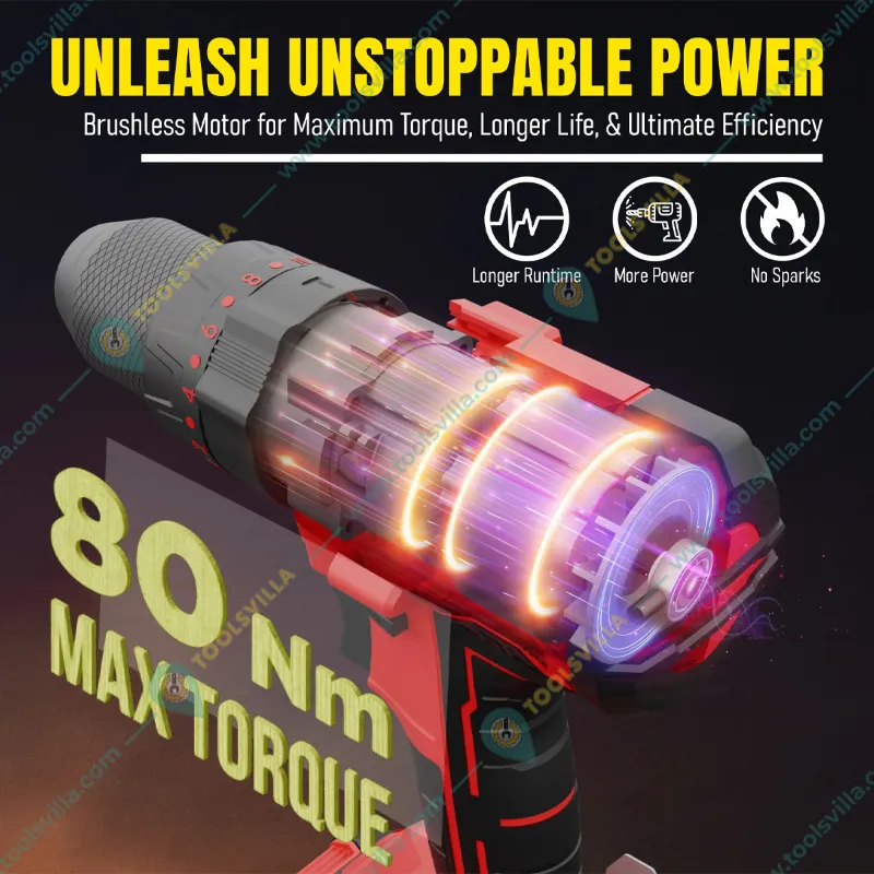 iBELL 13mm 20V Cordless Impact Drill With Battery, Charger & Accessories, Max. Torque 80 Nm (IBL BD20-80)