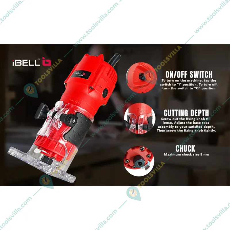 iBELL 6mm to 8mm 650 Watt Professional Palm Router, 32000 RPM (PR60-68)