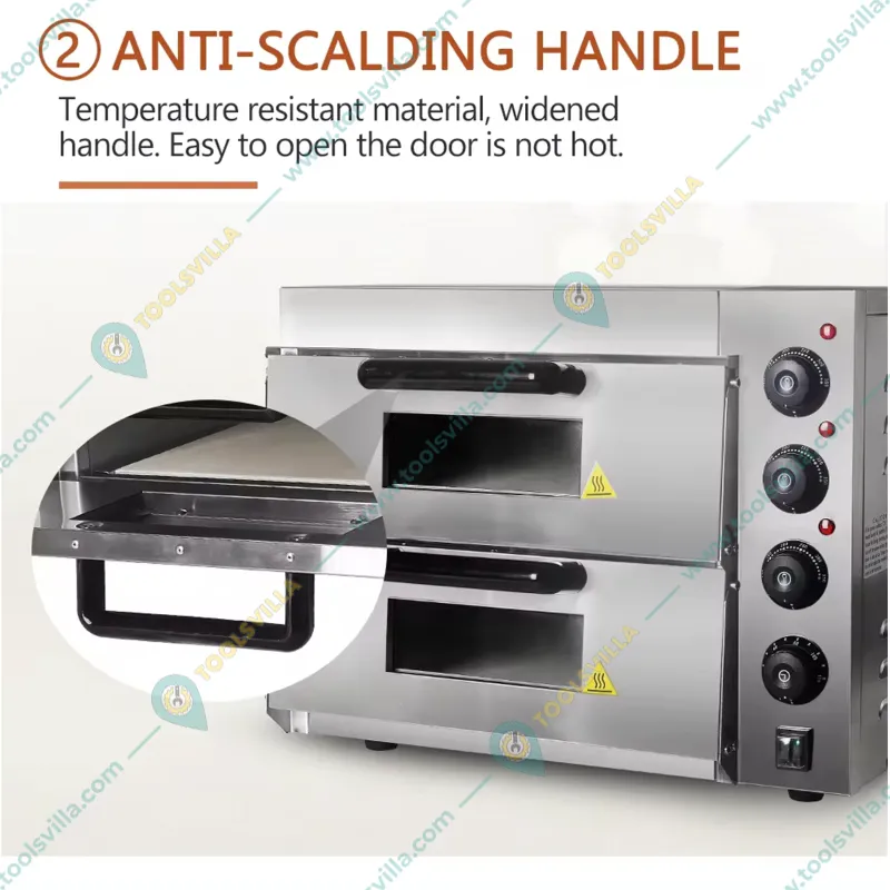 Premium Quality Stone Base Double Deck 16x16 Inch Electric Pizza Oven 