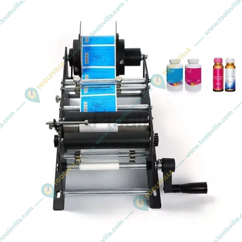 Manual Round Bottle Labeling Machine, Adhesive Sticker Label