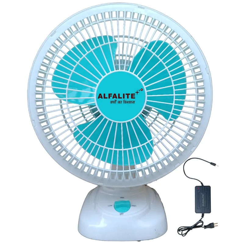 Alfalite Classic-3 24W DC Solar Table Fan, 12 Inch Sweep With In-Built Rechargeable Battery For Indoor And Outdoor Usage