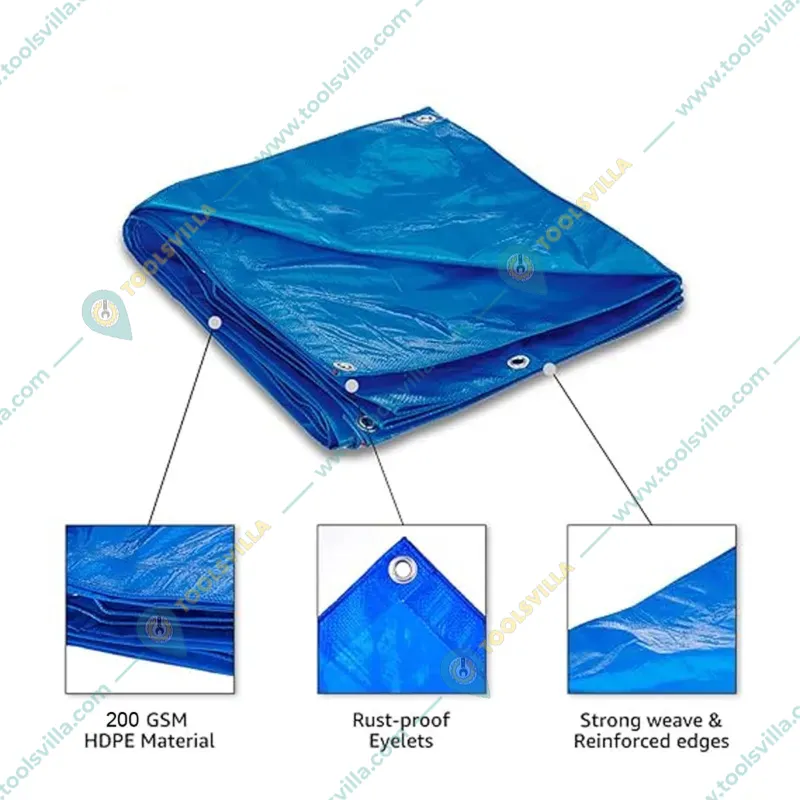 Siddhi 200 GSM HDPE, Waterproof, UV Protected Tarpaulin Sheet | Zero Filler and 100% Virgin(Size-Size-12 feet x 12 feet)