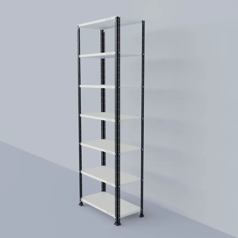 Alija 84 x 29 x 15 Inch 7 Shelves Multipurpose Storage Rack With Accessories ( Colour- Ivory & Black)