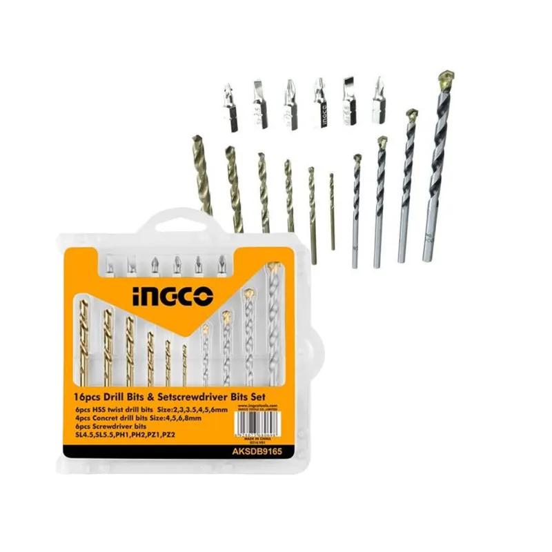 Ingco 16 Pcs Drill Bits & Screwdriver Bits Set (Pack Of 2)