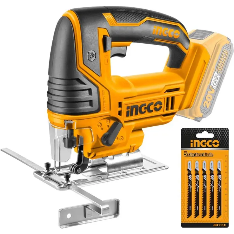 INGCO 80 mm Lithium-Ion Cordless Jigsaw 20 V, with 5 pcs Blade Without Battery & Charger (CJSLI8501)
