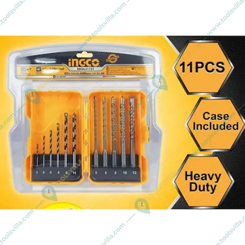 INGCO 11 Pcs Masonry And Hammer Drill Bits Set (AKDL31101)