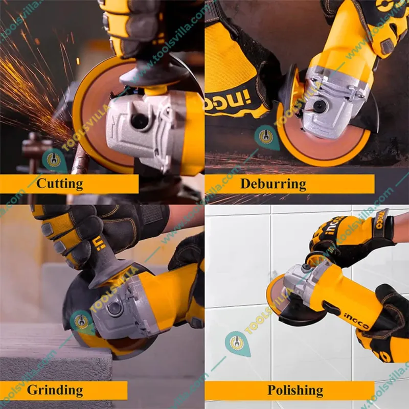 Ingco 125 mm 1100 Watt Angle Grinder with Accessories, 12000 RPM (AG1100385)