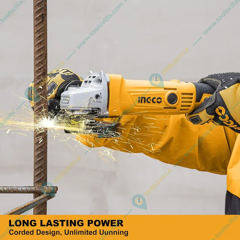 Ingco 125 mm 1100 Watt Angle Grinder with Accessories, 12000 RPM (AG1100385)