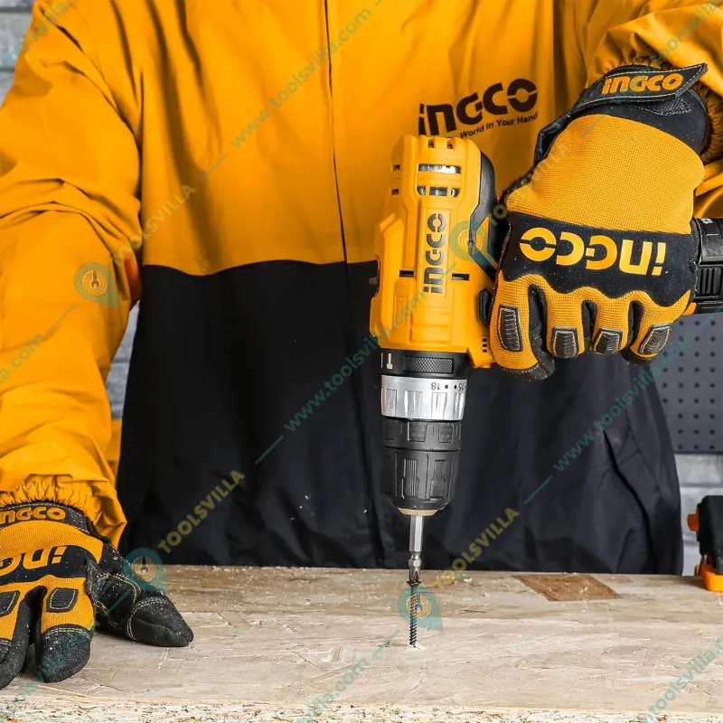 INGCO 12V 10 mm Lithium-Ion Cordless Impact Drill with Accessories, 1500 RPM (CIDLI12201)