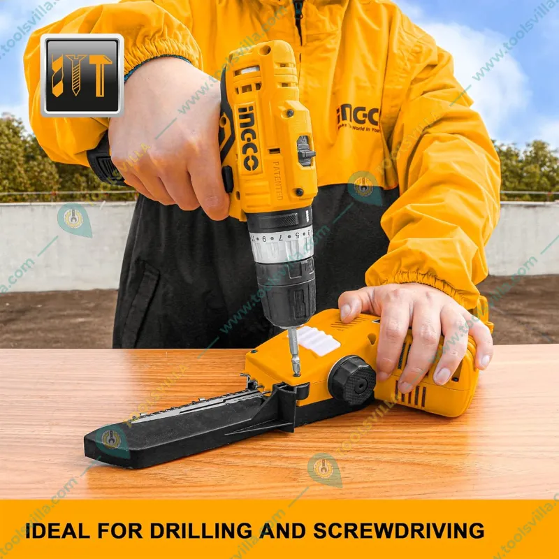 INGCO 12V 10 mm Lithium-Ion Cordless Impact Drill with Accessories, 1500 RPM (CIDLI12201)