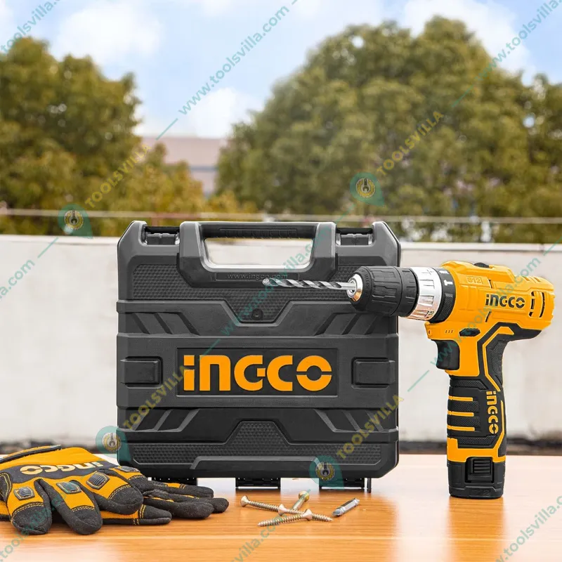 INGCO 12V 10 mm Lithium-Ion Cordless Impact Drill with Accessories, 1500 RPM (CIDLI12201)