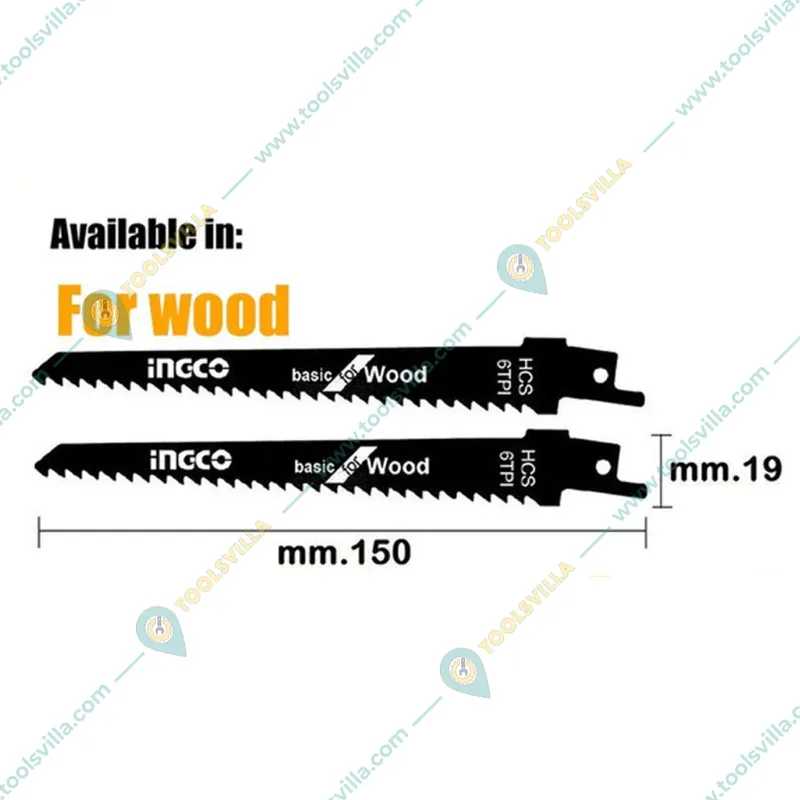 Ingco 150 mm Reciprocating Saw Blades for Wood Cutting (SSB644D) 