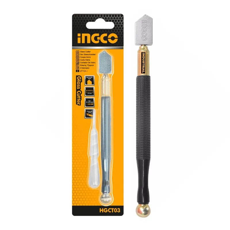 INGCO 178 mm Glass Cutter With 3 pcs Oil Suction Pipe (HGCT03)