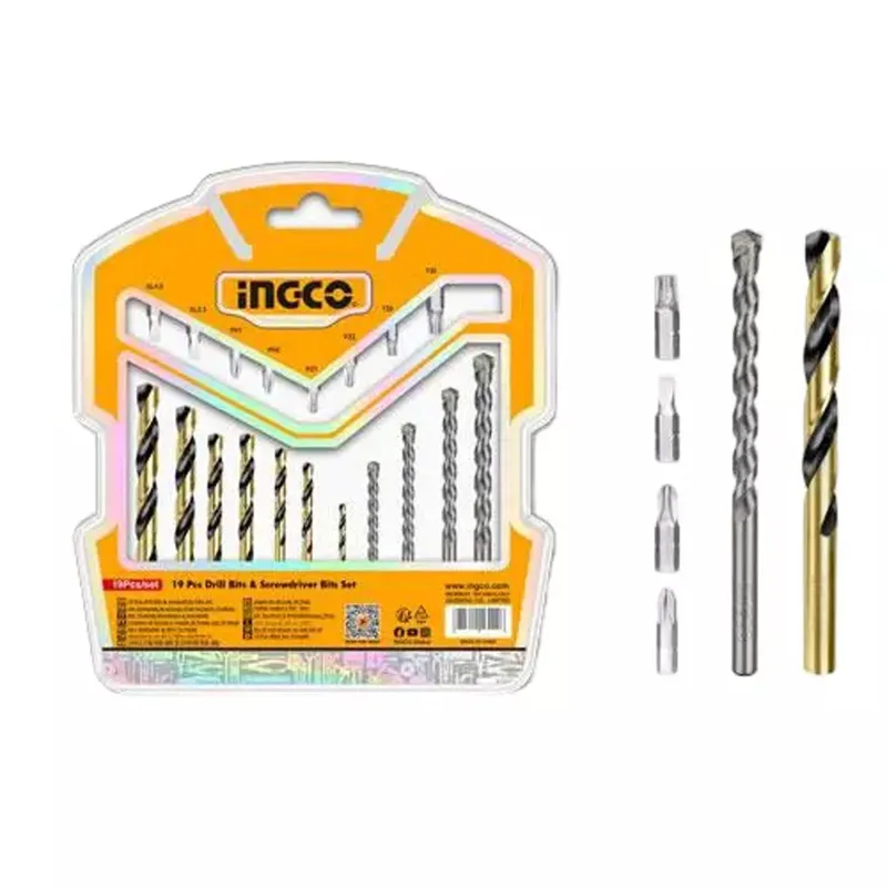 Ingco 19 Pcs High-Speed Steel Drill Bit & Screwdriver Bit Set (AKSDB1901)