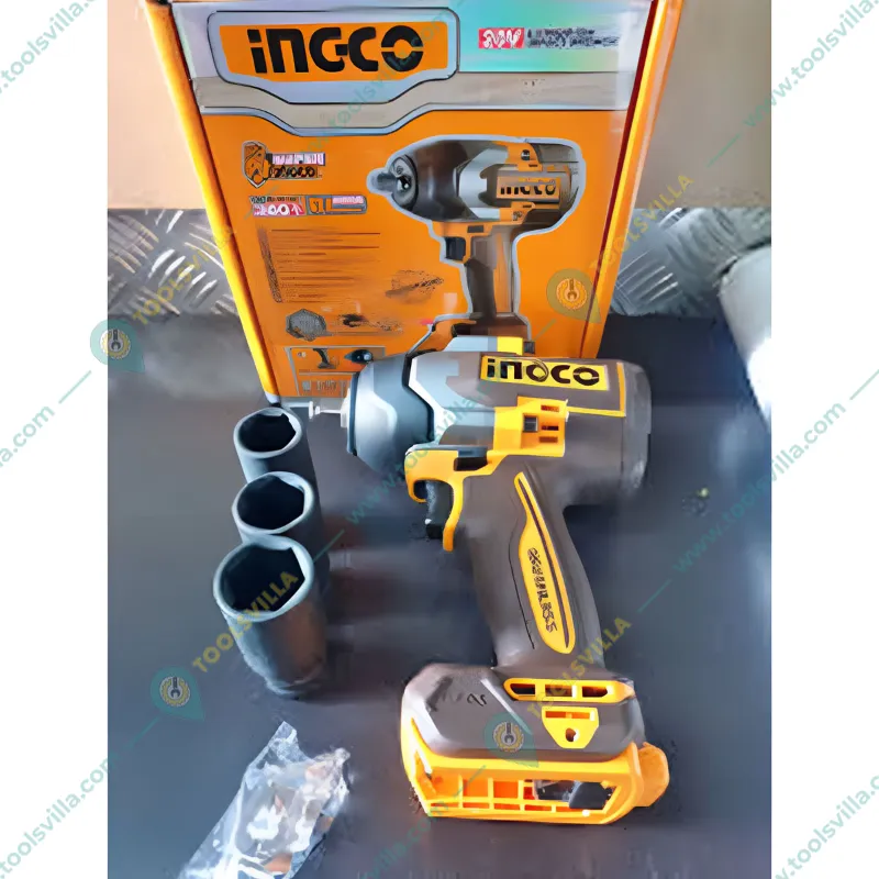 Ingco 1/2" 20V Lithium-Ion Cordless Impact Wrench With Sockets Set, Max. Torque 850 N.m  (CIWLI20851)