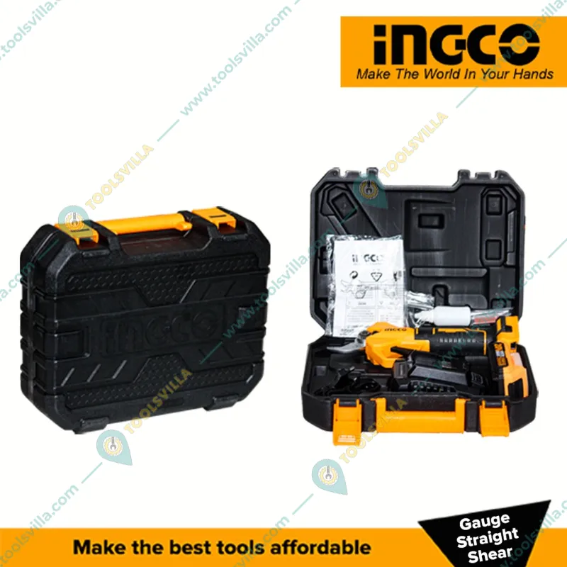 Ingco 20V 25 mm Li-Ion Gauge Straight Shear with Battery, Charger & Sharping Stone (CSSLI202581)