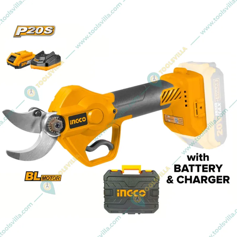 Ingco 20V 25 mm Li-Ion Gauge Straight Shear with Battery, Charger & Sharping Stone (CSSLI202581)