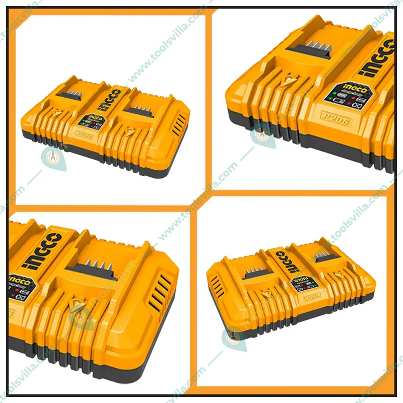 Ingco P20S 20V 2-Slots Fast Intelligent Charger (FCLI2034)