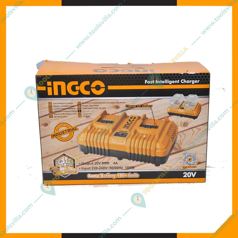 Ingco P20S 20V 2-Slots Fast Intelligent Charger (FCLI2034)