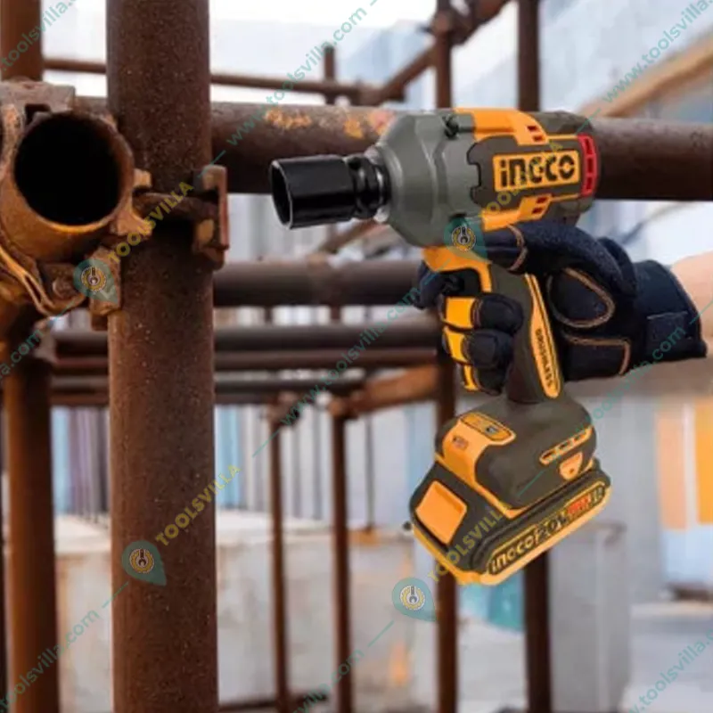 Ingco 1/2" 20V Lithium-Ion Cordless Impact Wrench With Variable Speed Function & Socket Set, Max. Torque 500 N.m (CIWLI20501)